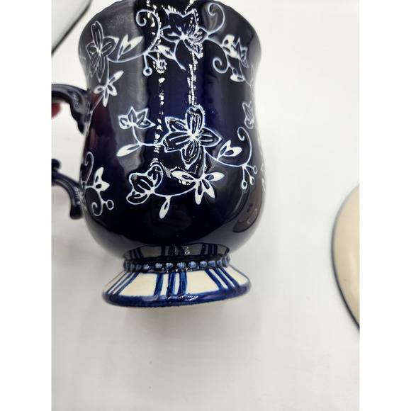 Temptations by tara Floral Lace Footed Mug and Saucer Blue and White‎ - Picture 3 of 9